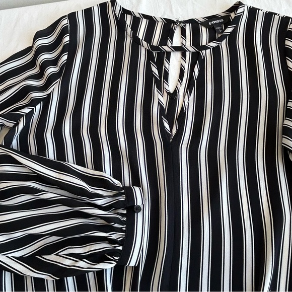 Express Stripe Dress Work Blouse Top Shirt - Picture 3 of 9